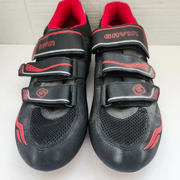 Gavin VELO Road Bike Hook Loop Black Red Cycling Peleton Biking Shoe Size 11.5 - Picture 6 of 13